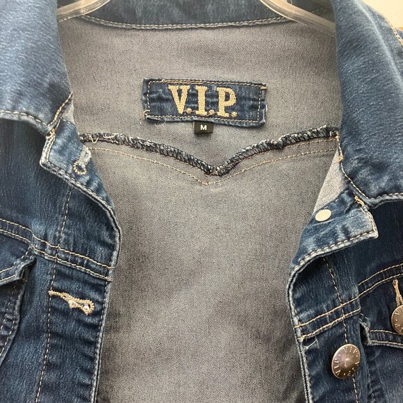 VIP Blue Denim Jean Jacket Women's Size Medium. - Picture 2 of 7